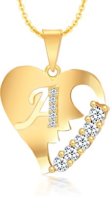 sk jewels Broken Heart letter A Fashion Jewellery Valentine Gift Alphabet Pendant Gold-plated Cubic Zirconia Brass Pendant