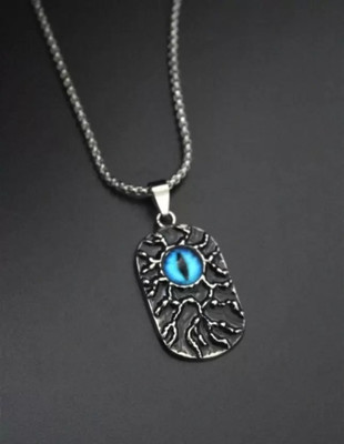 pasu fashion Eye of Providence Freemason Evil Eye Stainless Steel Talisman Sign Necklace Silver Silver Pendant Set