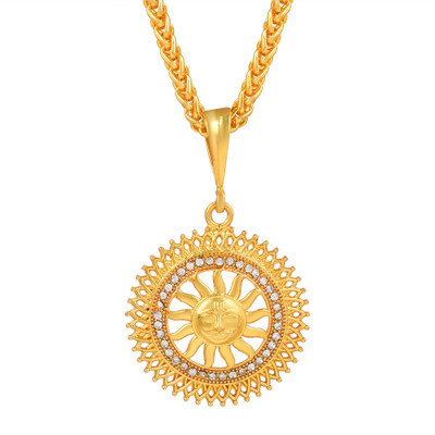 morir CZ Studded God Sun Face Charm Pendant for Men & Women Gold-plated Cubic Zirconia Brass Pendant