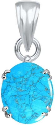 AQUAGEMS Turquoise/Firoza 8.25 Ratti or 7.5 Ct Gemstone for Men & Women bis Hallmark 925 Stone Pendant