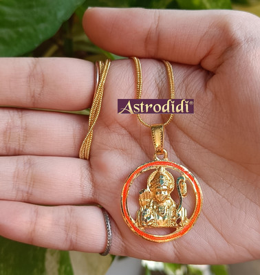 Astrodidi Micro Gold Plated Shri Ram Ji Pendant Brass Locket with Brass Chain Gold-plated Brass Pendant