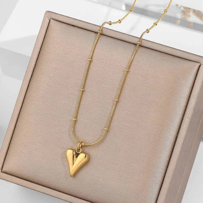 Nahmiz Trends Anti Tarnish Love Pendant For Women Waterproof Gold-plated Necklace Gold-plated Stainless Steel, Alloy Pendant Set