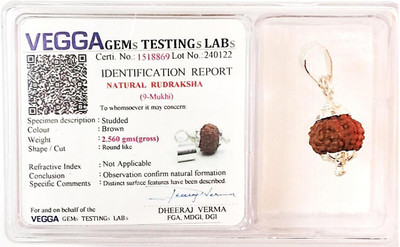 PICCOTI 9 Mukhi Nepali Rudraksha Pendant with VEGGA Certification Wood Pendant