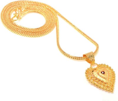 Jewar Mandi JewarHaat Pendant Meena Work Pan Heart Dil Locket Chain Gold Plated Jewelry Gold-plated Brass Locket