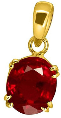 MARATNA 5.25 Ratti Ruby Manik Pendant/Locket Gemstone by Lab Certified for Men & Women Ruby Brass