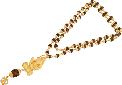 Charms Shiva Inspired Panch Mukhi Rudraksh With Mala Gold-plated Alloy Locket Set