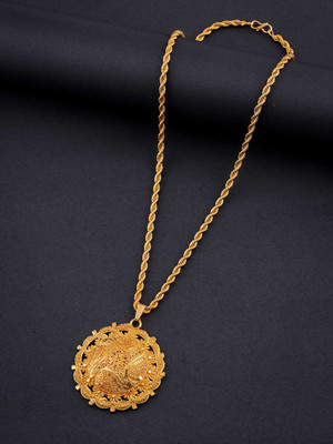 Divastri Gold Plated chian and pendant set Gold-plated Brass Pendant Set