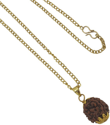 AllenDazzy Original 4 Mukhi Nepali Rudraksha Four Face Rudraksh Gold-plated Beads Brass, Wood Locket