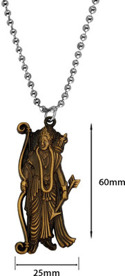 M Men Style Religious Lord Shree Ram Idol Statue in Antique Finish Locket Murti With Chain Gold-plated Zinc, Metal