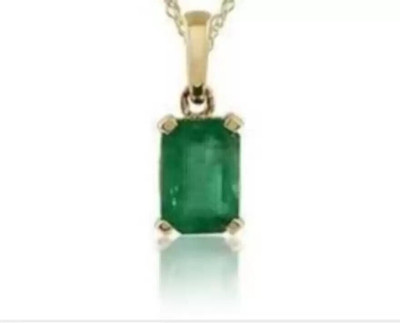 Gemzonite EMERALD / PANNA Gemstone Pendant (ASTH DHAATU) OF 5-6 RATTI Gold-plated Brass Locket Set