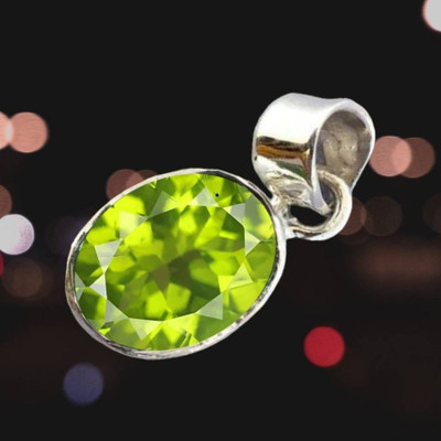 Chopra Gems Peridot Pendant Semi Precious Peridot stone Astrological Purpose for unisex Silver Peridot Brass