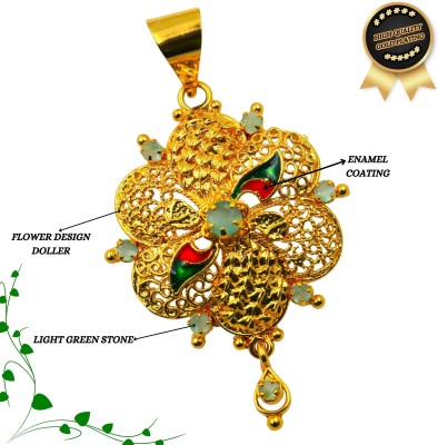 AHR FASHION one gram gold plated flower doller for women Gold-plated, Enamel Brass Pendant