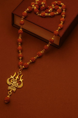 MAVRAA Rudraksha Trishul Damaru Mala for Men & Women | Spiritual Shiv Pendant Necklace Alloy