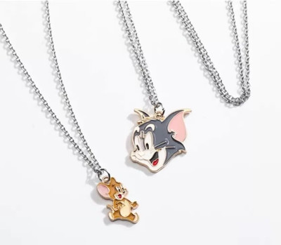 Animated F 628_PR-tom jrry pen-dy Silver Stone Pendant Set