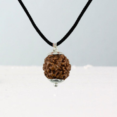 Fine Creation 3 Mukhi rudraksha / 3 Face Rudraksha Nepali For Unisex Silver Wood Pendant