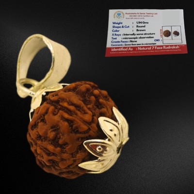 Nirvana Mukhi Brown 7 Mukhi/Seven Face Nepali Rudraksha Certified Gold-plated Wood Locket Set