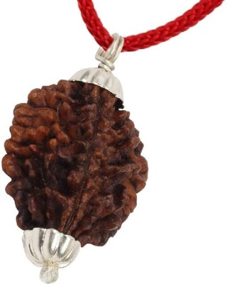 Beautum Original Nepali 2 Mukhi Rudraksha Two Face Rudraksha Metal Capping Wood Pendant