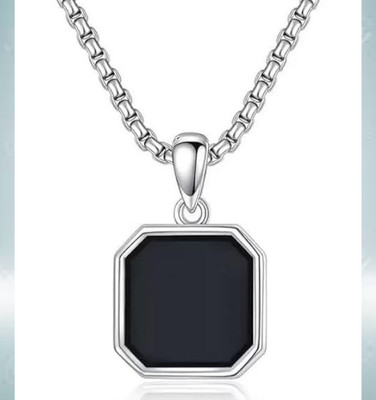 Fab Creations Silver Stainless Steel Square Pendant_fk46 Silver Onyx Alloy Pendant