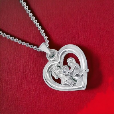 Sullery Valentine Gift Couple You & Me Heart Locket With Chain Silver Stainless Steel, Metal, Zinc Pendant Set