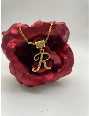 Pitaamaa Alphabet Heart Pendant Jewellery Set for women Pendant(Real Images)61 Gold-plated Diamond Brass Pendant