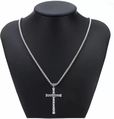 Shopping Dust Jesus Cross Pendant for Men and Women Christian Jesus Holy Cross Pendant Silver Stainless Steel Pendant