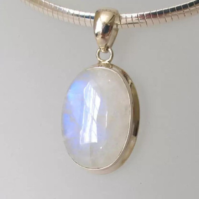 Gemzonite Moonstone Pendant with natural and lab-certified gemstone original & Effective Moonstone Brass Pendant