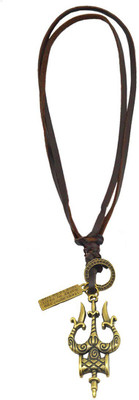 Shiv Jagdamba Religious Jewelry Lord Shiv Mahadev Bolenath Trishul Damaru Locket Leather, Bronze Pendant Set