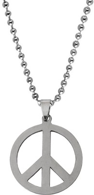 M Men Style Sterling Silver Antique Peace Sign Symbol Pendant Necklace Chain Sterling Silver Stainless Steel Pendant