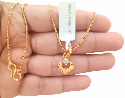 SAPNAPALACE HEART DIAMONDS PENDANT WITH BOX CHAIN Gold-plated Brass Pendant