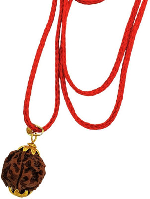 memstomuch 6 Mukhi Rudraksha Lab Certified Gold-plated Beads Brass, Wood Locket