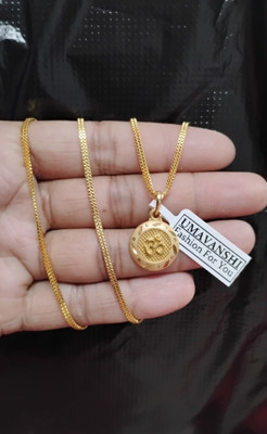 Sonutrade Om pendant locket with box chain 2 line Gold-plated Brass Pendant Set