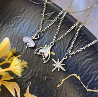 shinewithsirani Pack Of 3 Classy Aesthetic AD Silver Charm Pendant Necklace Set For Women Silver Alloy Pendant
