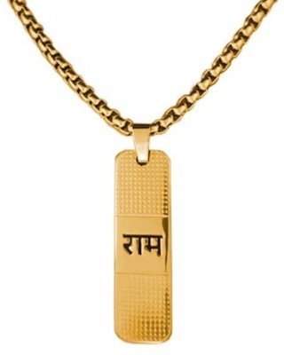 THMT Rectangle Golden God Lord Jai Shri Ram Naam Locket Pendant Necklace Gold-plated Alloy Pendant Set