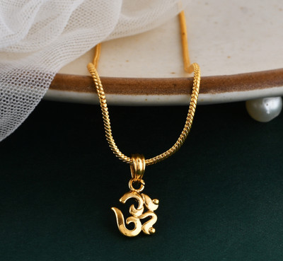 PYR Fashion Gold-Plated om Bow Pendant Necklace with Crystal Accents, Fashion Gold-plated Brass Locket Set