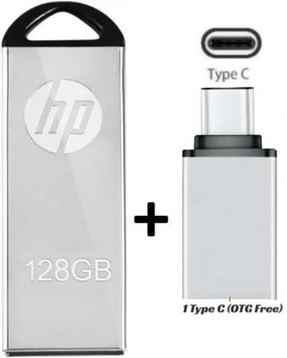 HP v220m 128 GB Pen Drive Compatible with Audio Player, Laptop, Gaming Console, Mobile, Tablet USB 2.0 Metal Case(Silver)