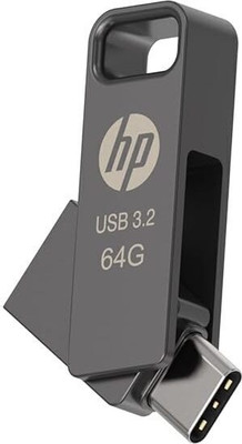 HP 886C 64GB OTG TYPE C USB 3.2 64 GB Pen Drive Compatible with Laptop USB 3.2 Metal Case(Grey)