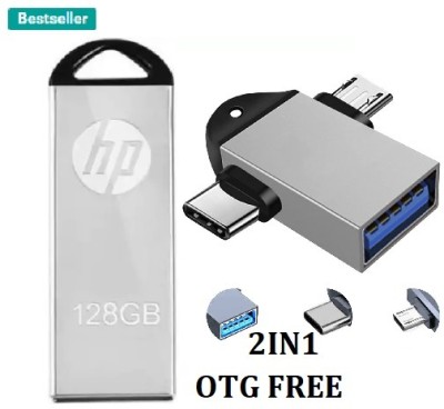 HP V220G 2IN OTG FREE 128 GB Pen Drive(Silver)