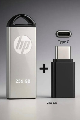 HP V229 256 GB Pen Drive Compatible with Laptop, Gaming Console, Audio Player, Television, Mobile USB 2.0 Metal Case(Black, Silver)