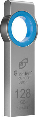 GREEN TECH GT-Rapid-x 32gb 128 GB Pen Drive Compatible with Mobile, Desktop Computer, Laptop, Television, Audio Player USB 3.1 Metal Case(Silver)