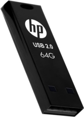 HP v207w 64 GB Pen Drive Compatible with Audio Player, Laptop, Desktop Computer, Laptop, Mobile, Netbook, Tablet, Television USB 2.0 Plastic Case(Black)
