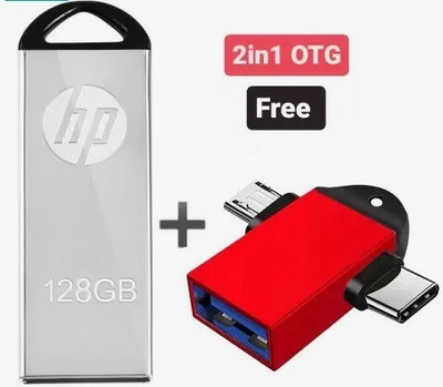 HP V220 2IN1 OTG METALS 128 GB Pen Drive(Silver)