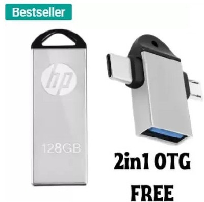 HP V220 OTG 2IN 1 FREE 128 GB Pen Drive  (Silver) For Rs. 499 @ 62 %
