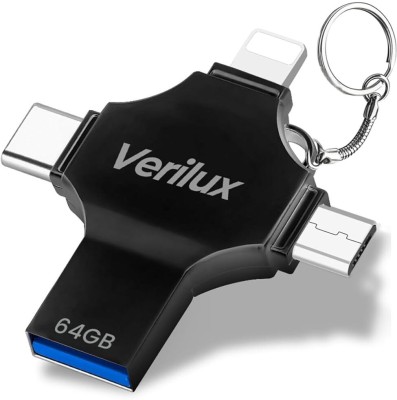 Verilux Pendrive 64GB 4 in 1 Flash Drive with Light-ning, Micro USB 4 GB OTG Drive(Black, Type A to Type C)