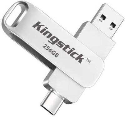 Kingstick KS108 256GB USB 3.0 Type C High-Speed Metal Pendrive for PC, Laptop, Mac Book, 256 GB OTG Drive(Silver, Type A to Type C)