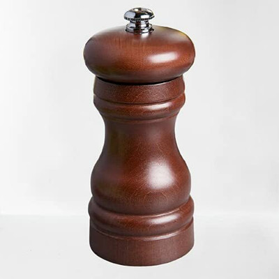 ShoppersHub PNQ 6 Inches Hand Operated Walnut Brown Color Wooden Pepper and Salt Mill Grinder Wooden Traditional Pepper Mill(Brown, Pack of 1)