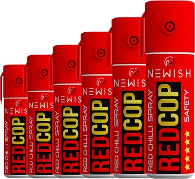 NEWISH Red Chilli Pepper Spray Self Defence Pack Of 6 (50 shots) Upto -15 Feet Pepper Stream Spray