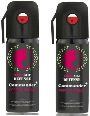 COMMANDER Women Self Defence Pepper Spray for Safety/Protection, Compact Size with Clip | Max Protection - 45 shots | 60 ml | Pack of 2 Pepper Stream Spray