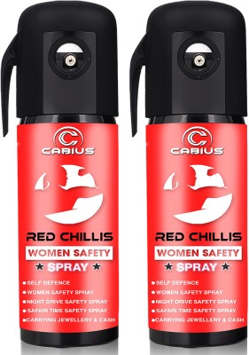 CABIUS Powerful Red Chilli Pepper Spray Self Defence for Women 110ml,100 Shots (Pack 2) Pepper Stream Spray