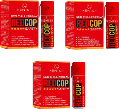 NEWISH Powerful Red Chilli Pepper Spray Self Defence for Women Pack Of 3 Each 55 ml Pepper Stream Spray