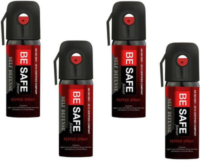BE SAFE Forever Self Defence Pepper Spray for Security Guard, Armed Force/Police & Civilian | Pack of 4 Pepper Stream Spray
